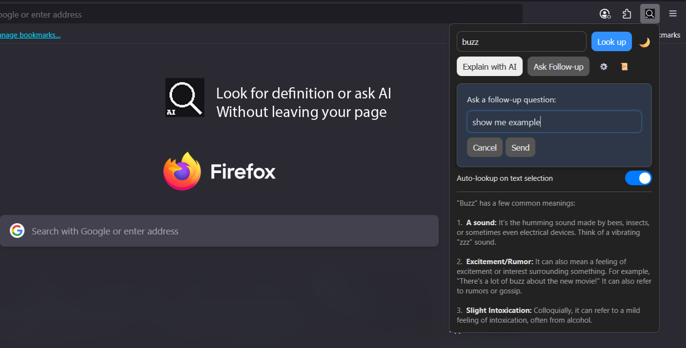 Quick Dictionary + AI Explainer
